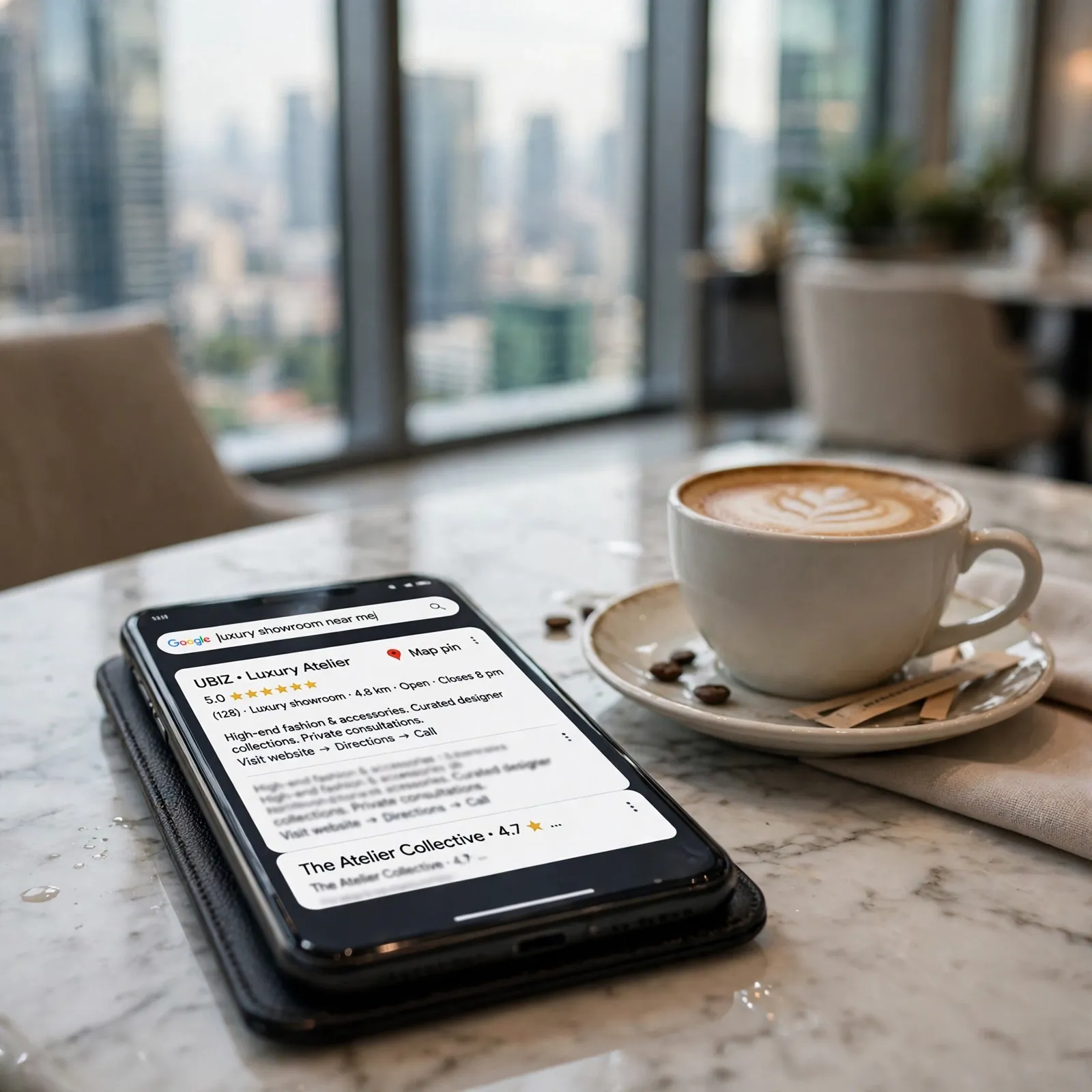 Searching for a business on a phone